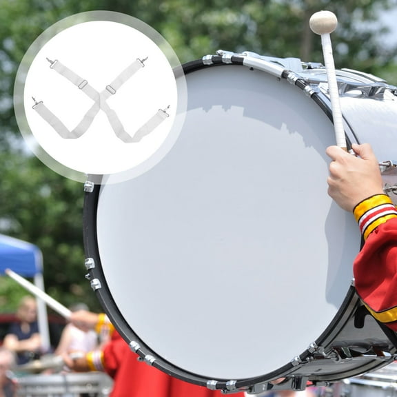 BESTYASH 2Pcs Bass Drum Sling Nylon White for Music Performance Players