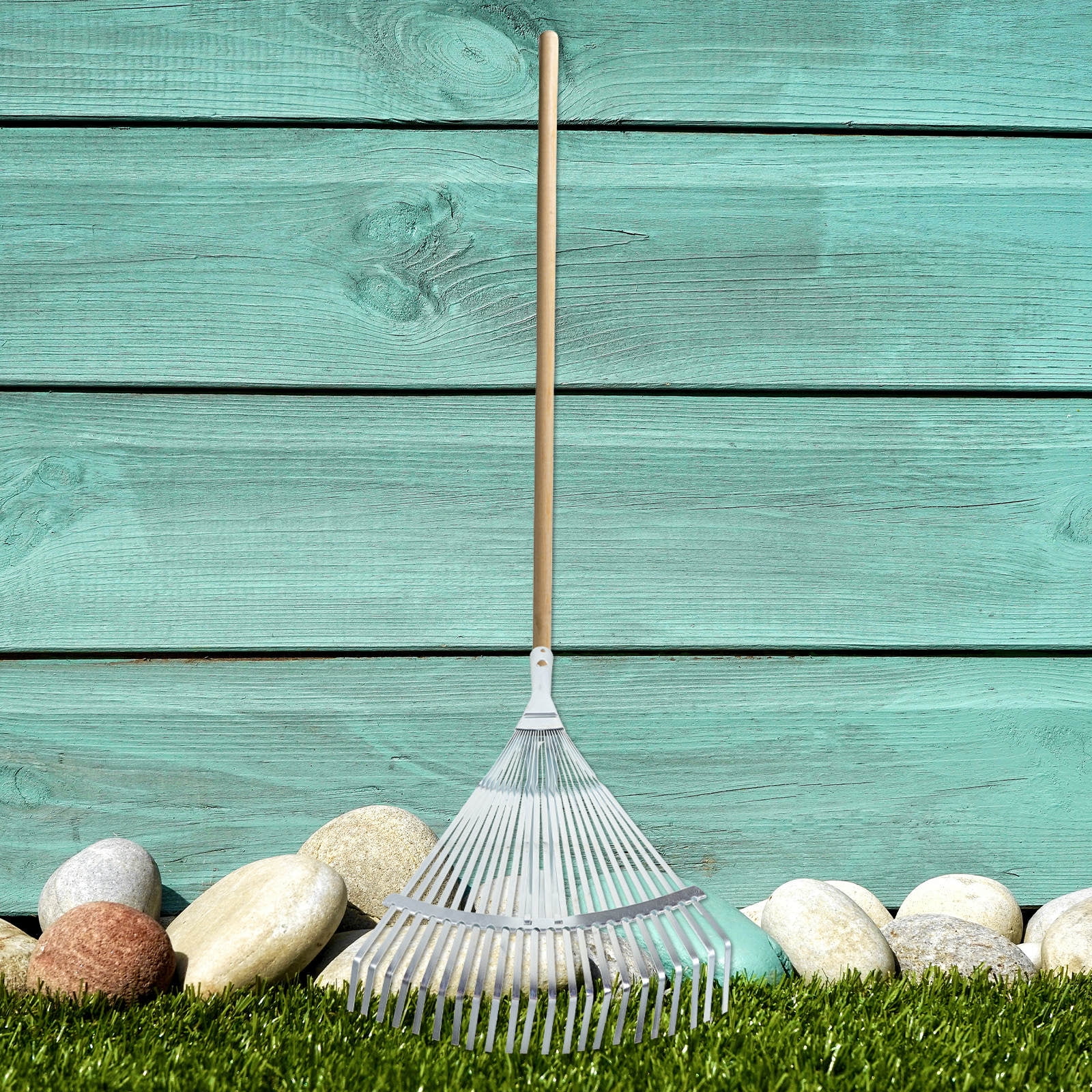 BESTYASH Heavy Duty Adjustable Lawn Rake with Flat Wire , 1-Piece Yard and Garden Tool for Outdoor Cleanup and Leaf Removal