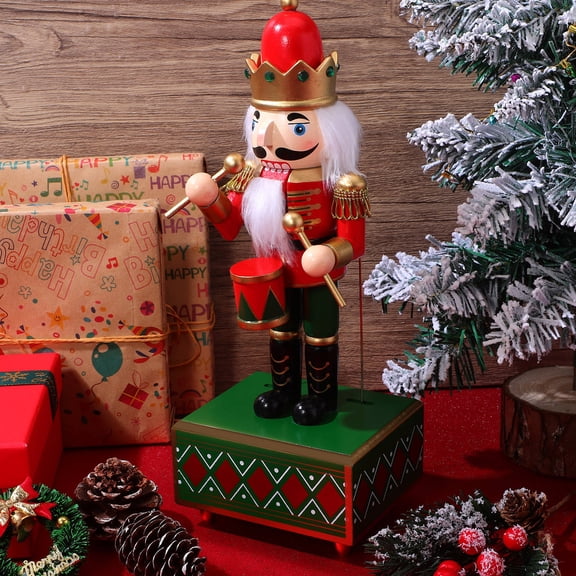 BESTYASH Red Nutcracker Music Box with Drum - Charming Christmas Decoration for Festive Holiday Atmosphere and Seasonal Home Decor