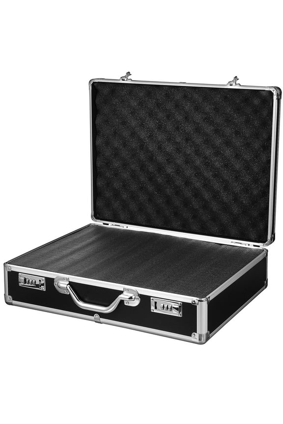 Aluminum Alloy Briefcase with Lock Black Hard Case for Secure Storage and Easy Carry