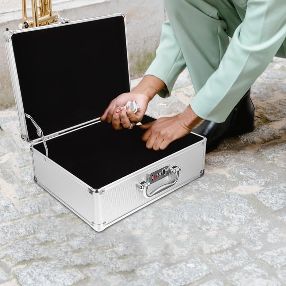 BESTYASH Aluminum Alloy Storage Container Silver Carrying Box for Business Trip Use