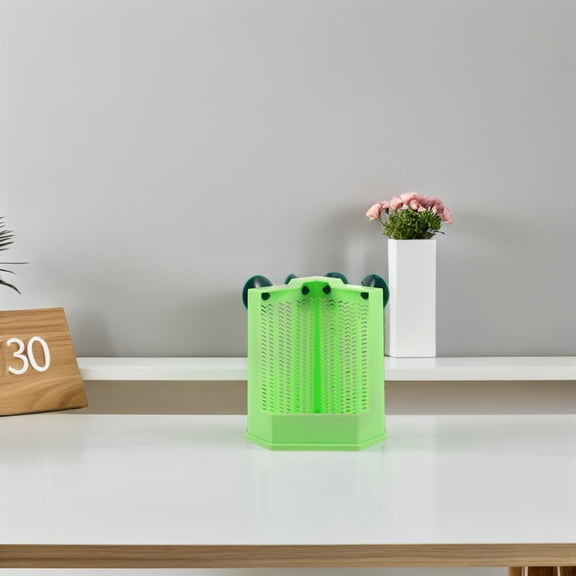 BESTYASH Amphibian Feeding Dish Green Plastic Wall Mounted Feeder Bowl for Reptile Habitat