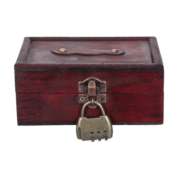 BESTYASH Antique Style Red Wooden Chest with Key Lock for Elegant Storage and Home Decor