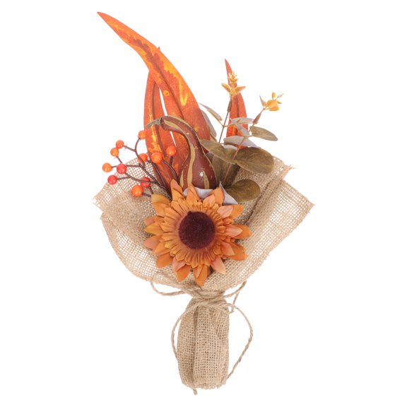 BESTYASH Artificial Autumn Bouquet with Realistic Orange Maple Leaves for Festive Home Display