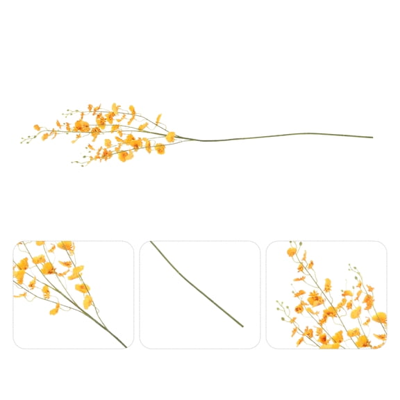 BESTYASH Long Stem Artificial Flower Fake Oncidium Orange Silk 1Set