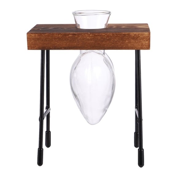 BESTYASH Artistic Glass Flower Vase with Creative Heart Design in Coffee Color for Storage and Home Decoration 6.5 inches