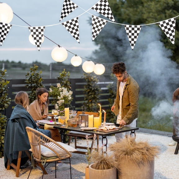 BESTYASH Assorted Color Checkered Flag Party Supplies Lightweight Safe Pe Material Banner