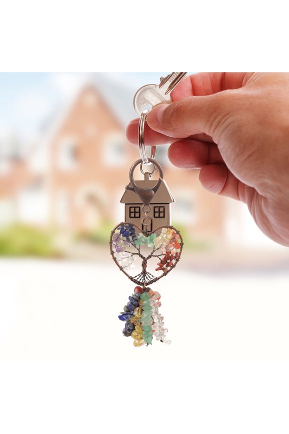 Assorted Color Crystal Stone Key Holder Pendant Decorative Accessory for Keys and Bags