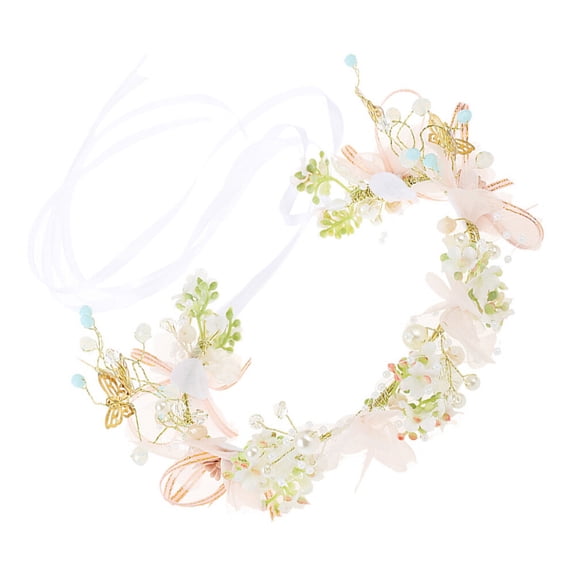 BESTYASH Assorted Color Flower Wreath for Hair Decoration with Adjustable Alloy Band and Kids Size 1Pc