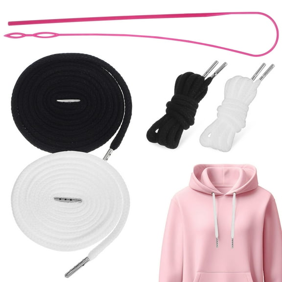 BESTYASH Assorted Color Hoodie String Replacement with Threading Tool for Sweatpants 4 Pcs Polypropylene Fiber