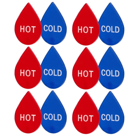 BESTYASH Assorted Color Hot and Cold Water Heater Indicator Labels Acrylic Stickers for Safety Signs 6 Pairs
