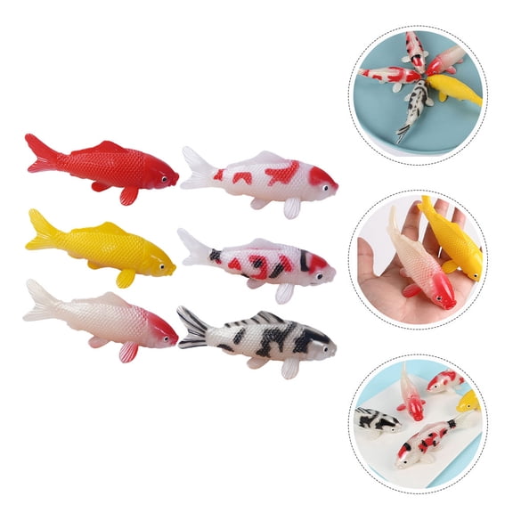 BESTYASH 6Pcs Realistic Koi Fish Models Assorted Color Aquarium Decoration PVC Durable