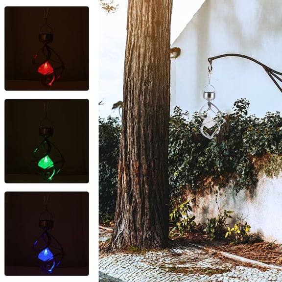 BESTYASH Solar Powered Automatic Sensor Hanging Light with Rotating Wind Chimes for Outdoor Front Yard Decoration