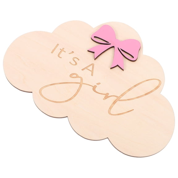 BESTYASH Birth Announcement Light Yellow Wood Cloud Sign 1 Piece