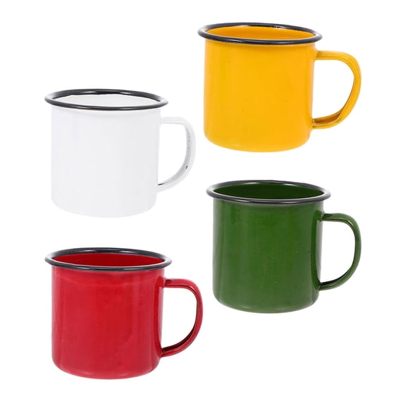 BESTYASH Back to School 4pcs Retro Enamel Mugs Handheld Drinking Cups For Tea And More Resistant Water Cups For Home Use