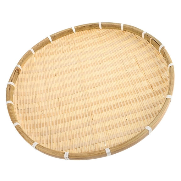 BESTYASH Bamboo Basket Tray Woven Bamboo Basket Beige for Shop Use 1Pcs