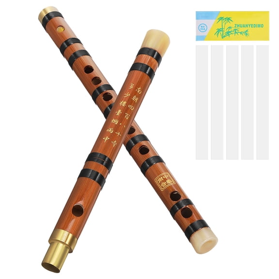 BESTYASH Bamboo Flute Orchestral Instrument Smooth Surface Music Practice for Amateurs 1 Set