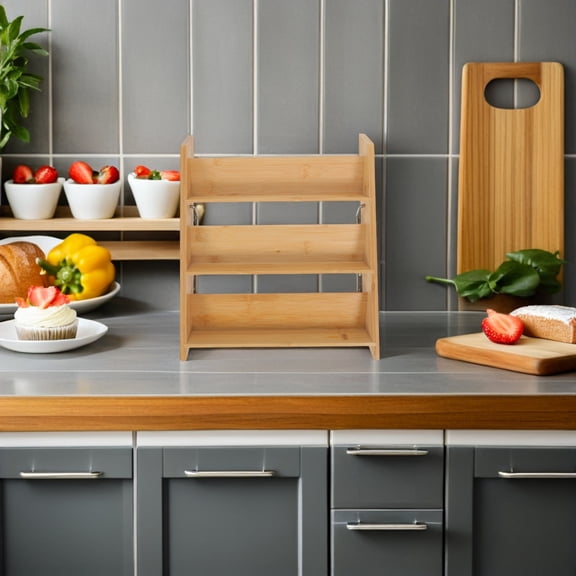 BESTYASH Bamboo Kitchen Spice Rack 3 Tier Organizer for Pantry and Countertop Storage