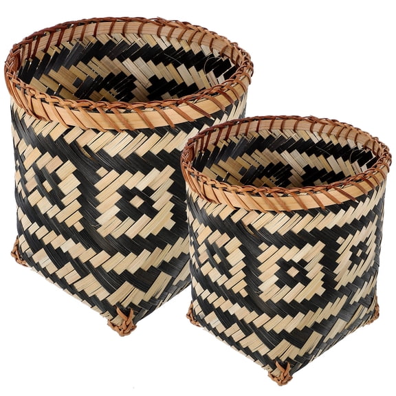 BESTYASH Bamboo Trash Can for Home Use Lightweight and Multi Function Versatile Bamboo Bucket 2Pcs