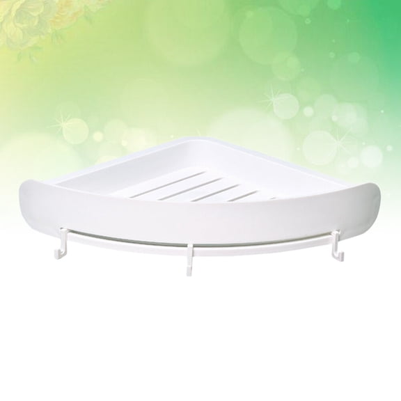 BESTYASH Wall Mounted Bathroom Storage Rack White Plastic Punch Free Shelf for Shampoo