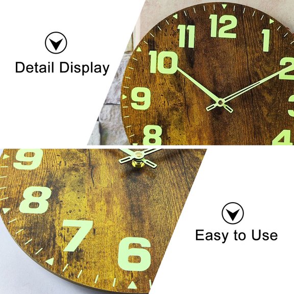 BESTYASH Bedroom Clock Wood Coffee Retro Silent Operation for Adults 1Pcs