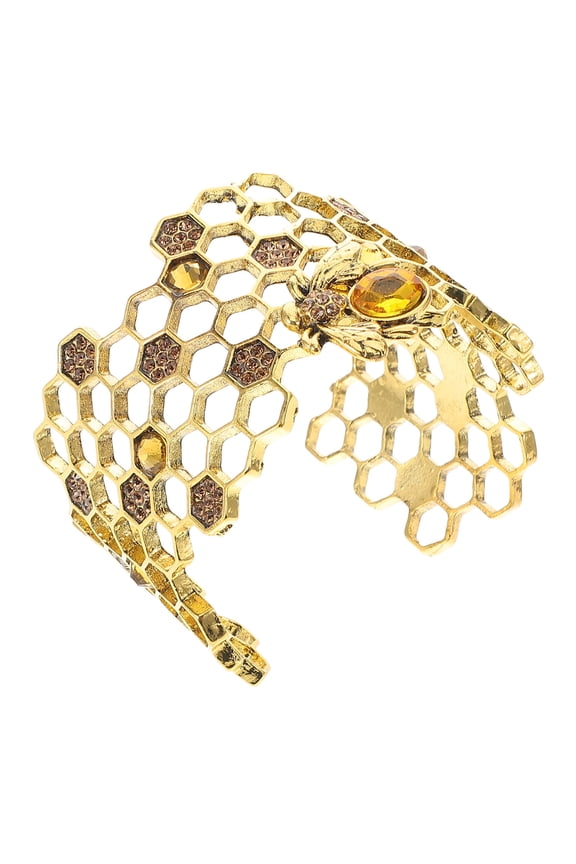 Bee Jewelry Women Simple Open Bangle Golden 1Pack for Homecoming