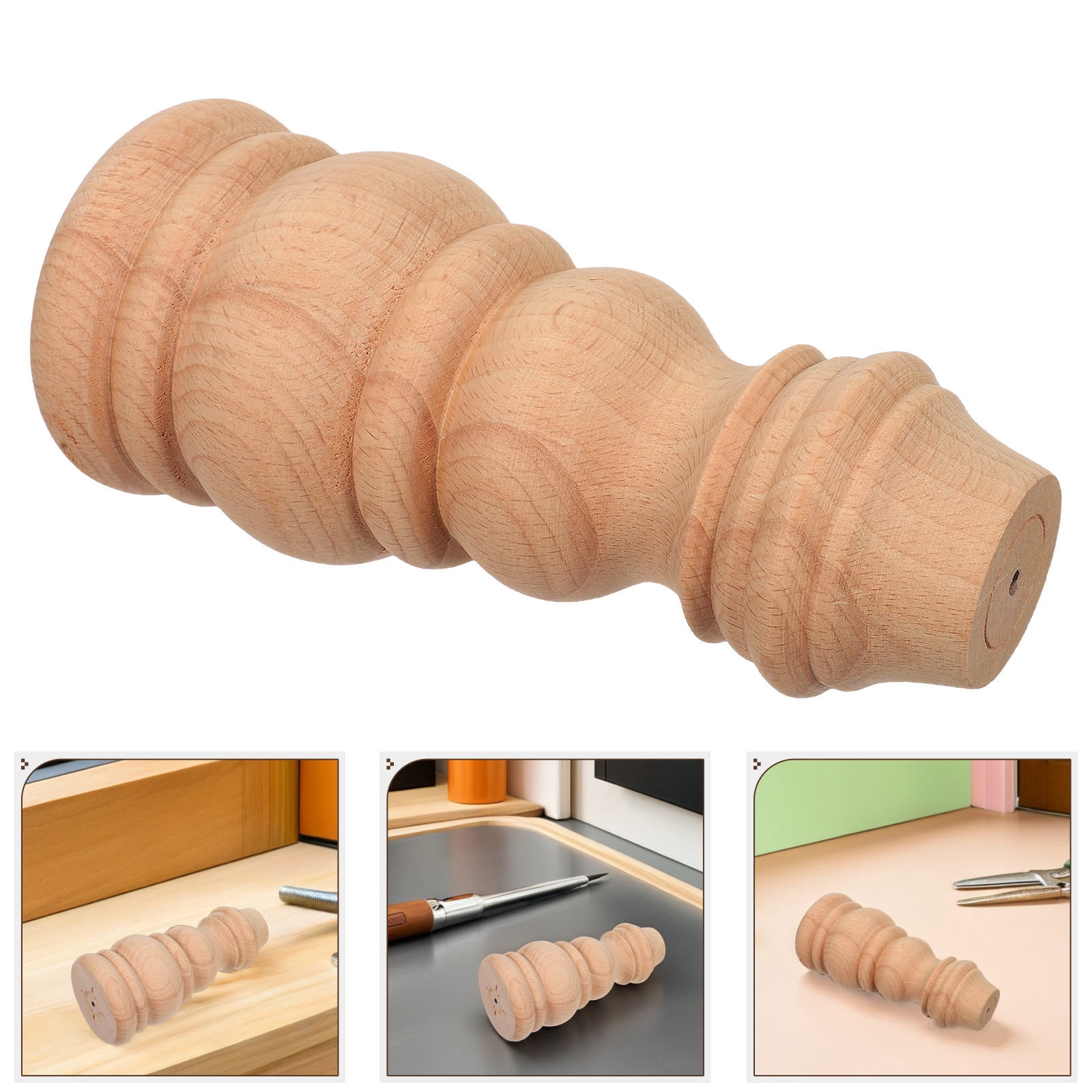 BESTYASH Beige Solid Wood Finial with European Style for Stair Railings ...