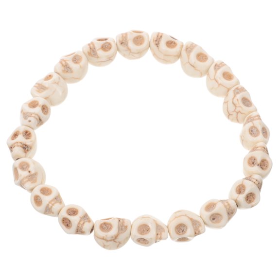 BESTYASH Beige Skull Beads Bracelet Jewelry Wristband Punk Style Accessory