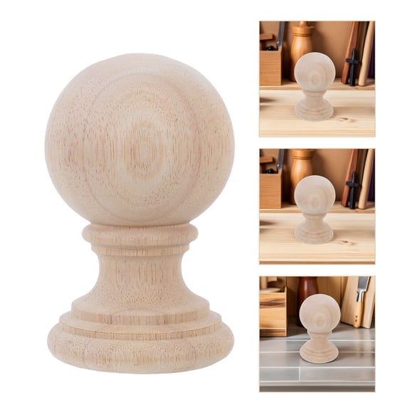 BESTYASH Beige Solid Wood Carved Finials for Staircase Bed Post Curtain Rods Decorative Handcrafted Toppers