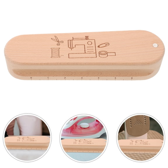 BESTYASH Beige Wooden Tailor Clapper with Built-in Ruler for Accurate Sewing, Quilting, Ironing, and Seam Flattening Tool