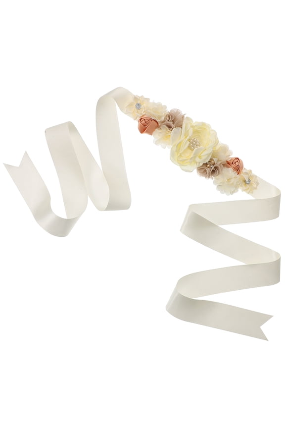 Beige Belly Belt for Women, Polyester Waist Support Sash, 1 Piece