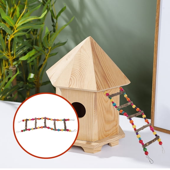 BESTYASH Bird Perch Ladder Parrot Colorful Ladder Multi Wood for Climbing 1 Set