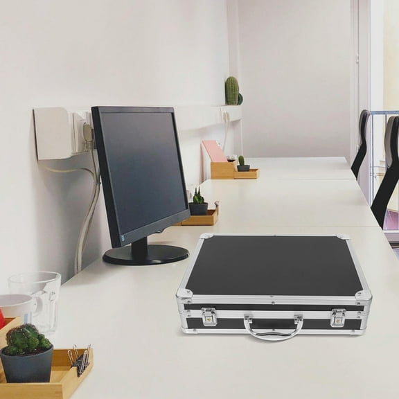 BESTYASH Black Aluminum Alloy Briefcase Safe for Documents, Portable Hard Metal Storage Case Lock