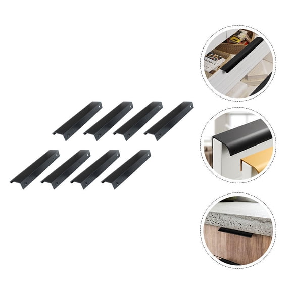 BESTYASH Black Aluminum Alloy Pull Tab Handle for Home Use, Comfortable and Safe Design, Size, 8PCS