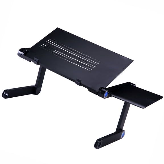 BESTYASH Black Bed Desk for Laptop Folding Portable Table with Vent Holes and Multiuse Design