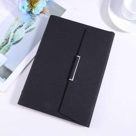 BESTYASH PU Business Notebook Black A5 with Multi Functional Pockets Pen Holder for Office Organization