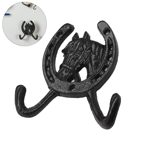 BESTYASH Black Cast Iron Wall Hooks for Hanging Coats, Hats, Bags - Rustic European Style Home Storage Organizer