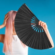BESTYASH Black Chinese Kungfu Fan PVC Durable Wide Surface for DIY Activities