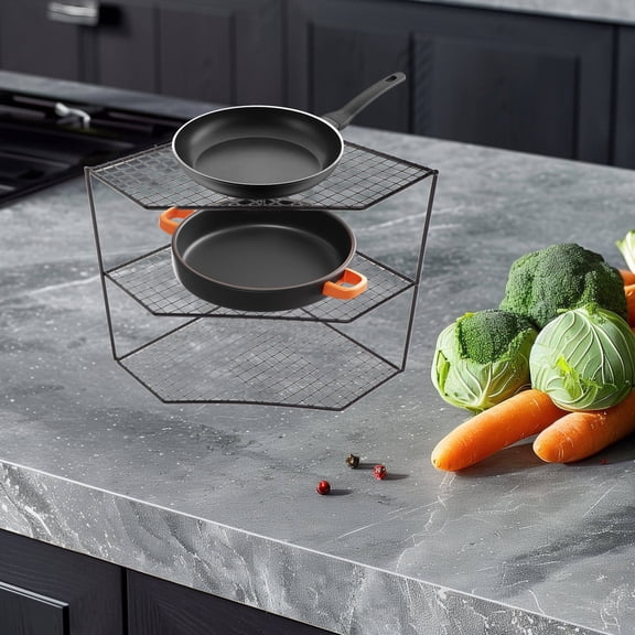 BESTYASH Black Kitchen Storage Rack with Multiple Open Shelves for Pots, Pans, Cookware, and Kitchen Organization