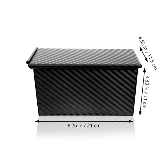 BESTYASH Non-Stick Black Loaf Pan, Carbon Steel with Lid for Home Use