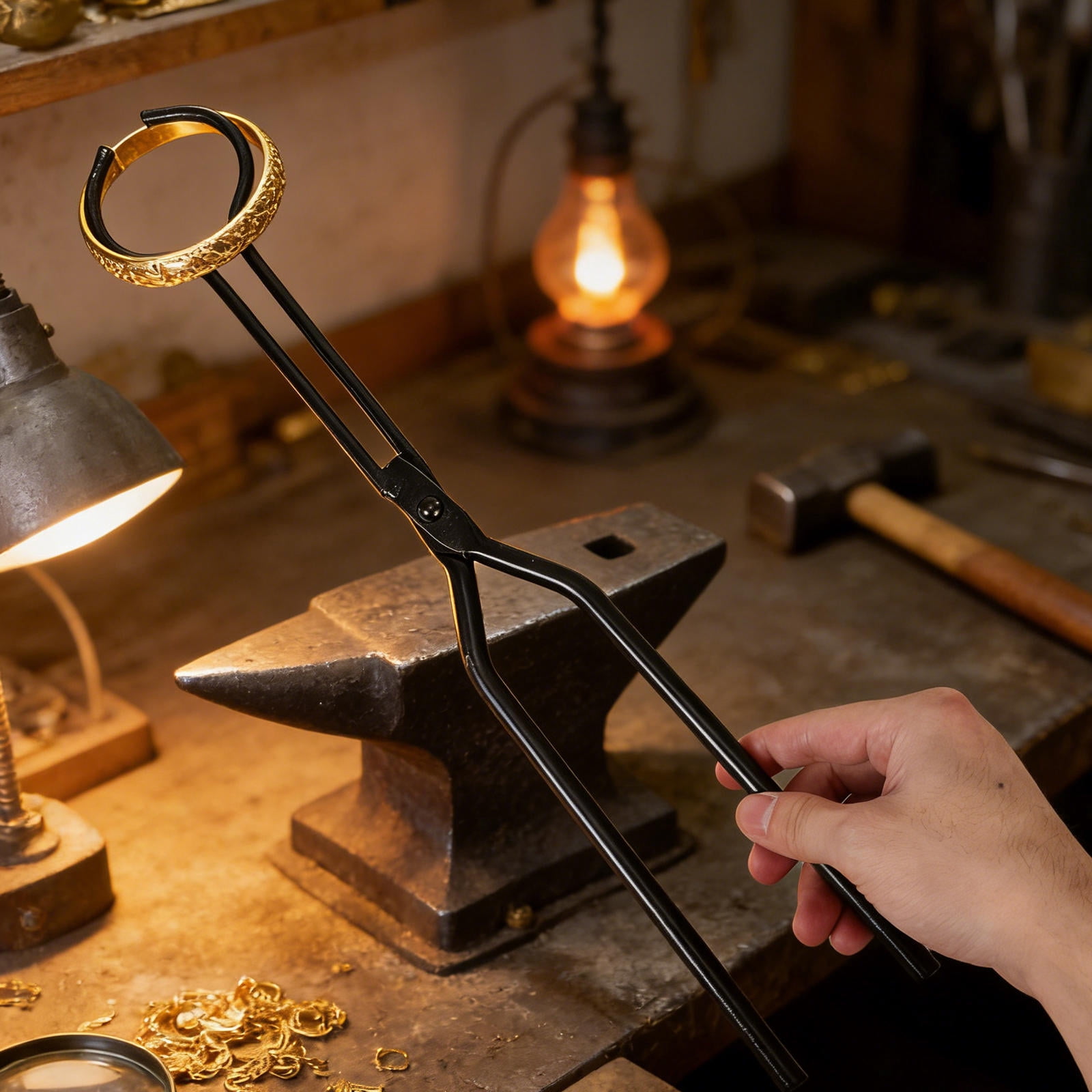 BESTYASH Black Metal Crucible Tongs for Foundry, Furnace, Jewelry Melting, Casting, and Metalworking Tools