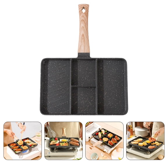 BESTYASH Black Multi Function Divided Frying Pan Aluminum Alloy Breakfast Egg Frying Pan