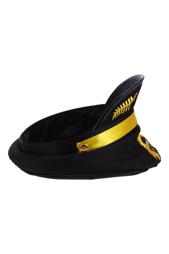Black Polyester Cap with Embroidered Design for Airline Cosplay, Costume, and Performance Accessories