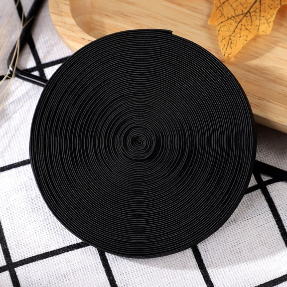 BESTYASH Black Polyester Elastic Band for Sewing and Crafts, Stretch Cord 6mm Wide, 10m Length, Cut to Any Size for Projects