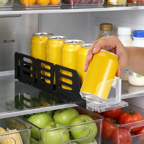BESTYASH Black Refrigerator Drink Organizer with Easy to Install Modular Design, Sturdy ABS Pc for Beverage Cooler