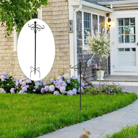 BESTYASH Black Shepherd Hook Bird Feeder Stand for Garden Metal Outdoor Plant and Light Hanger