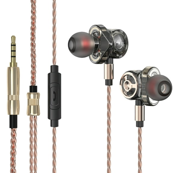 BESTYASH Black Sports Headset Unit Earbud Wired Earphone 3.5mm Braided Wire Metal Headphone