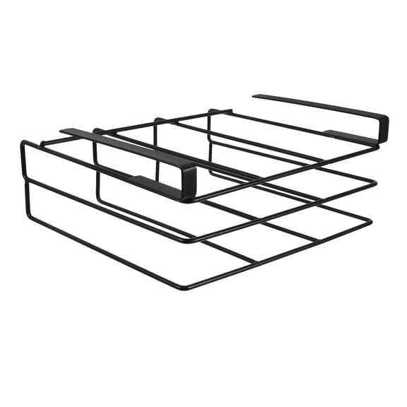 BESTYASH Under Cabinet Double Layer Cutting Board Holder Hanging Rack Black Kitchen Organizer