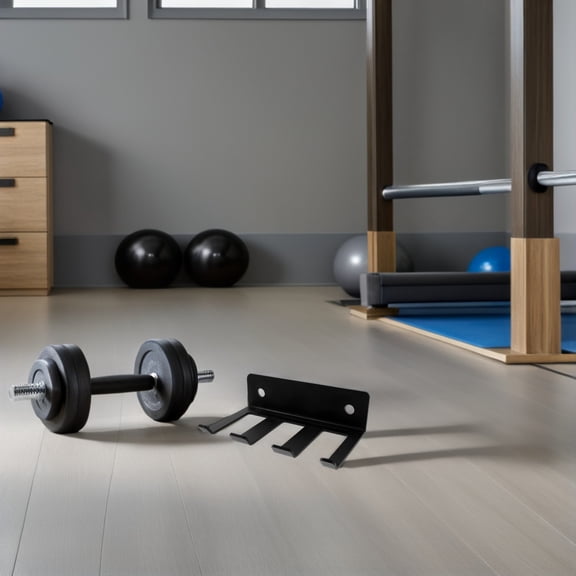 BESTYASH Black Wall-Mounted Barbell Storage Rack with Numbered Squat Hooks for Efficient and Organized Home Gym Setup