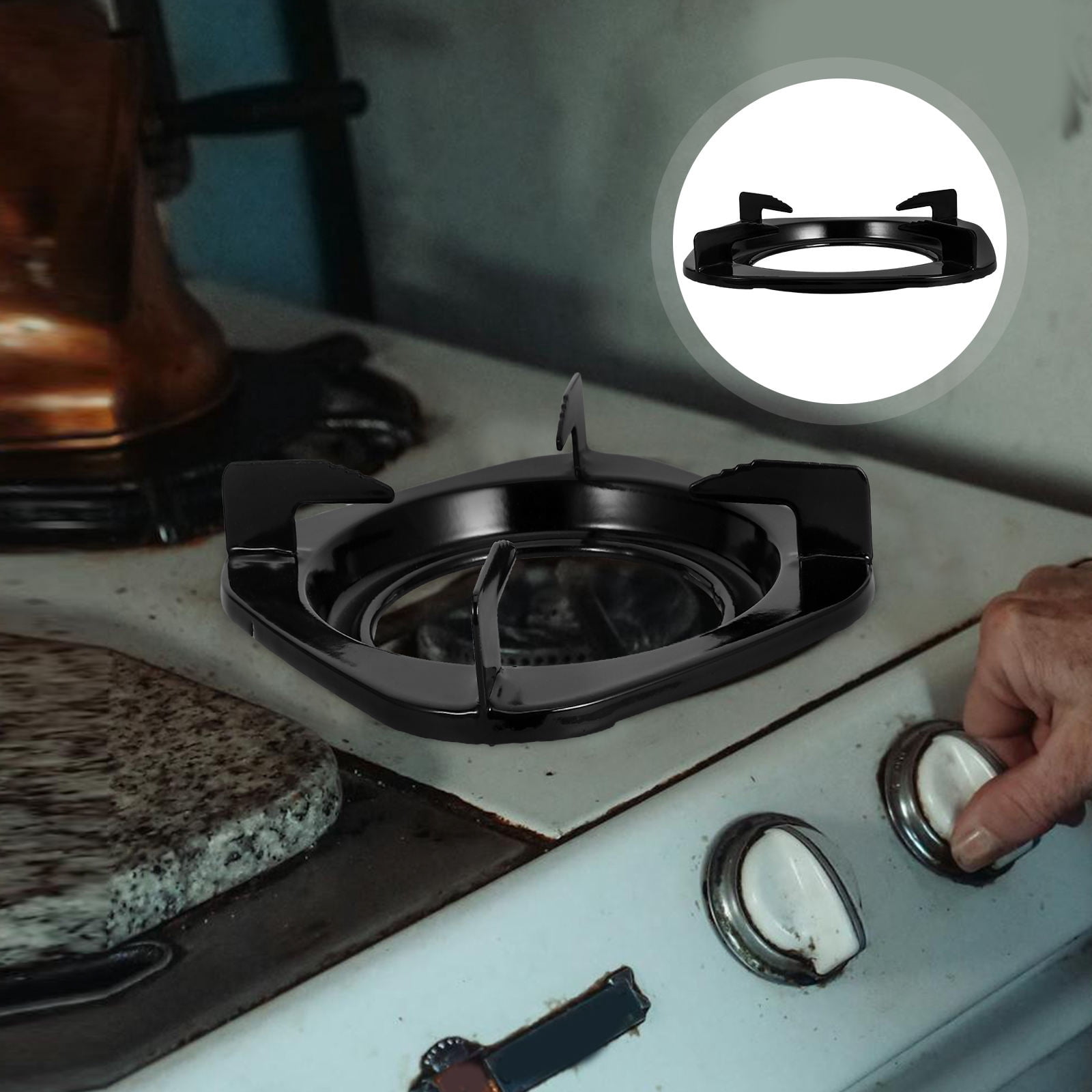BESTYASH Black Cast Iron Wok Support Stand for Gas Stove Burner Rack ...